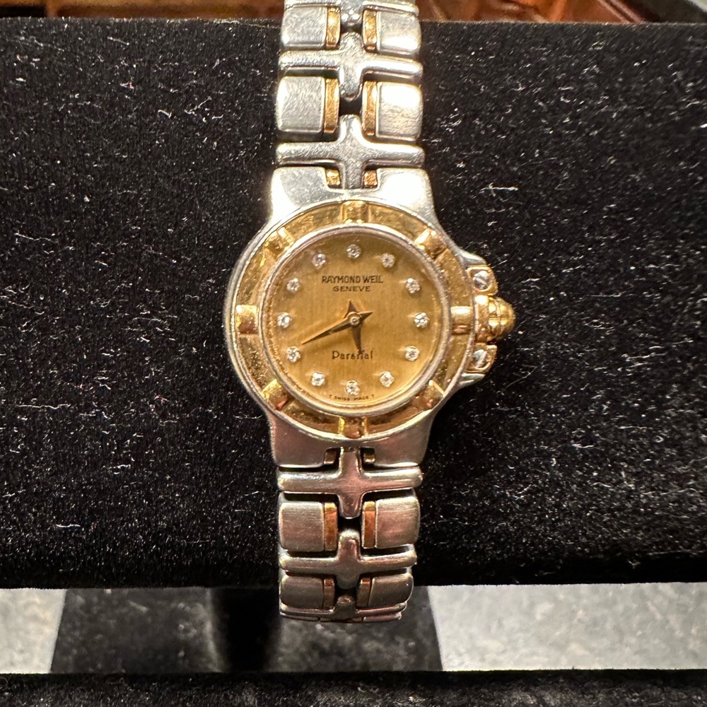 Raymond Weil 9690 DSTG Geneve Ladies 18K Gold Steel 22mm Diamond Watch